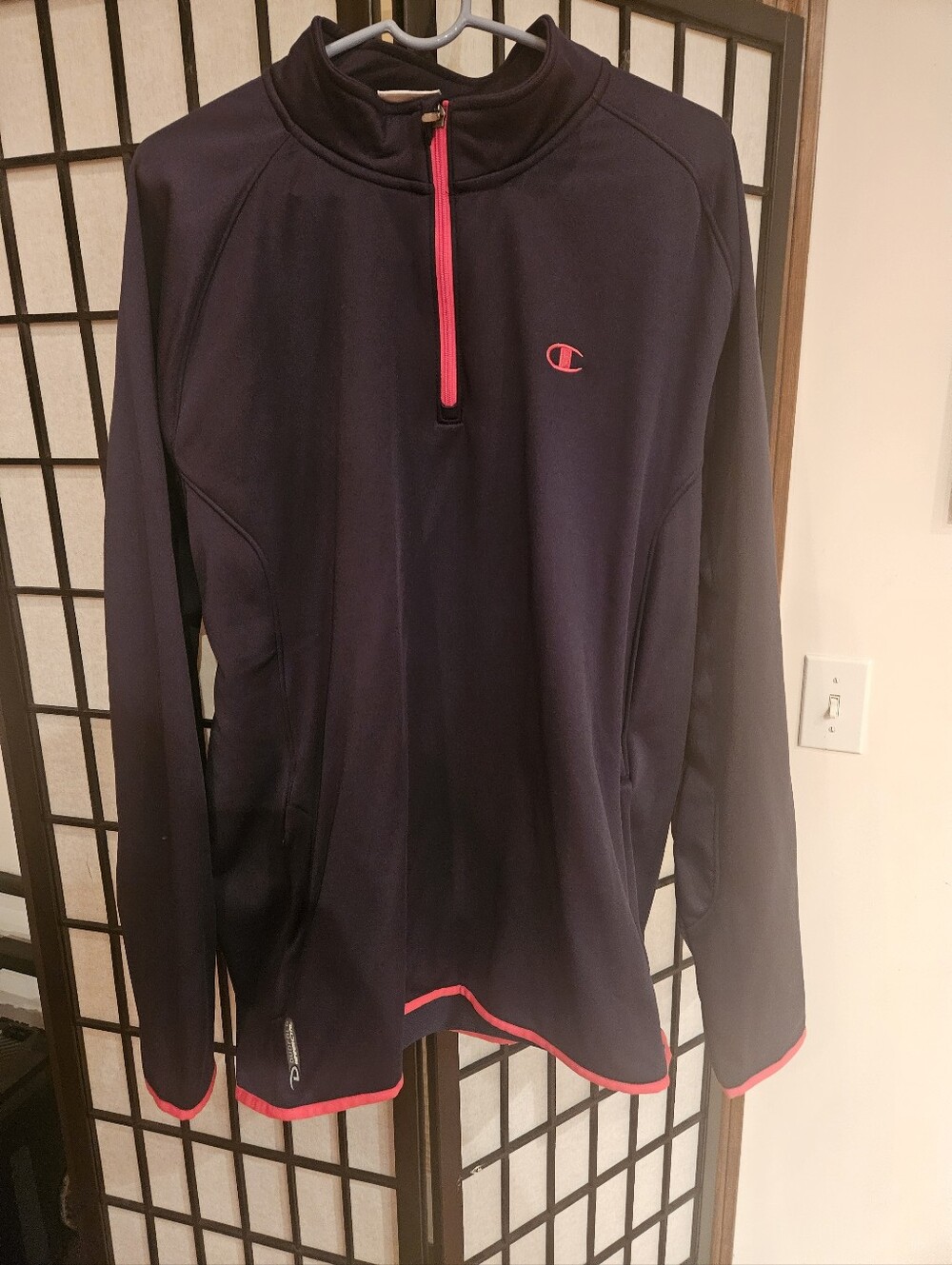 Champion Navy Half-Zip Pullover with Pink Trim